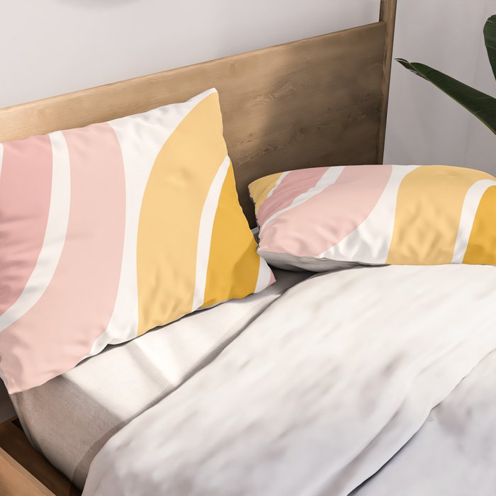 Abstract Shapes 37 in Mustard Yellow and Pale Pink Pillow Sham Gallery Image 2