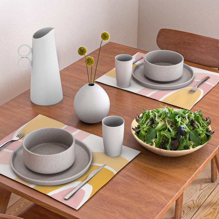 Abstract Shapes 37 in Mustard Yellow and Pale Pink Placemat Gallery Image 2