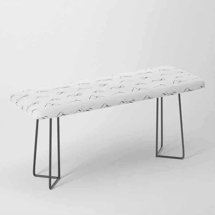 Black and white mountain landscape pattern Bench Gallery Image 1