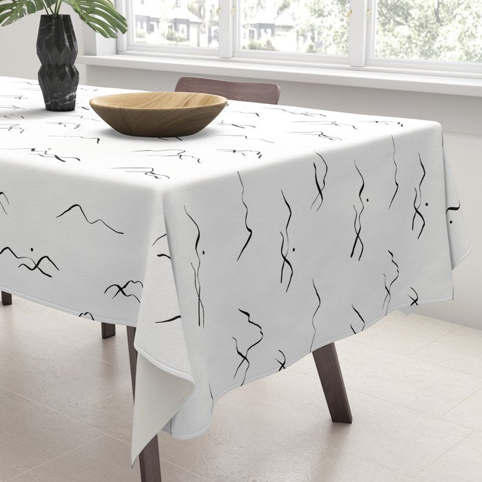 Black and white mountain landscape pattern Tablecloth Gallery Image 3