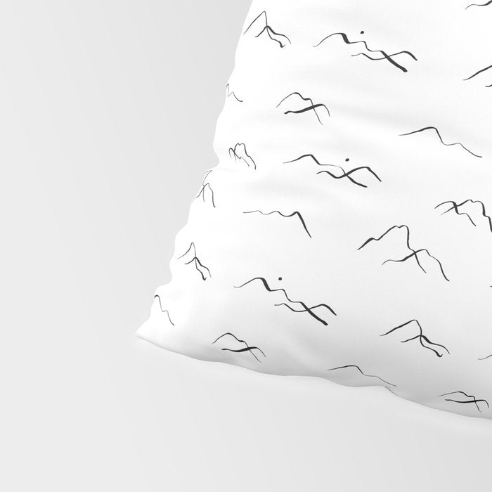 Black and white mountain landscape pattern Pillow Sham Gallery Image 4