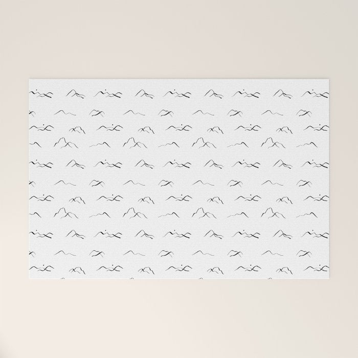 Black and white mountain landscape pattern Welcome Mat Gallery Image 1