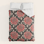 Traditional vintage red rose flower art pattern Comforter Gallery Image 6