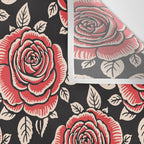 Traditional vintage red rose flower art pattern Wall Tapestry Gallery Image 3