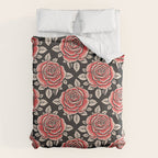 Traditional vintage red rose flower art pattern Duvet Cover Gallery Image 6