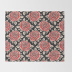 Traditional vintage red rose flower art pattern Throw Blanket Gallery Image 2