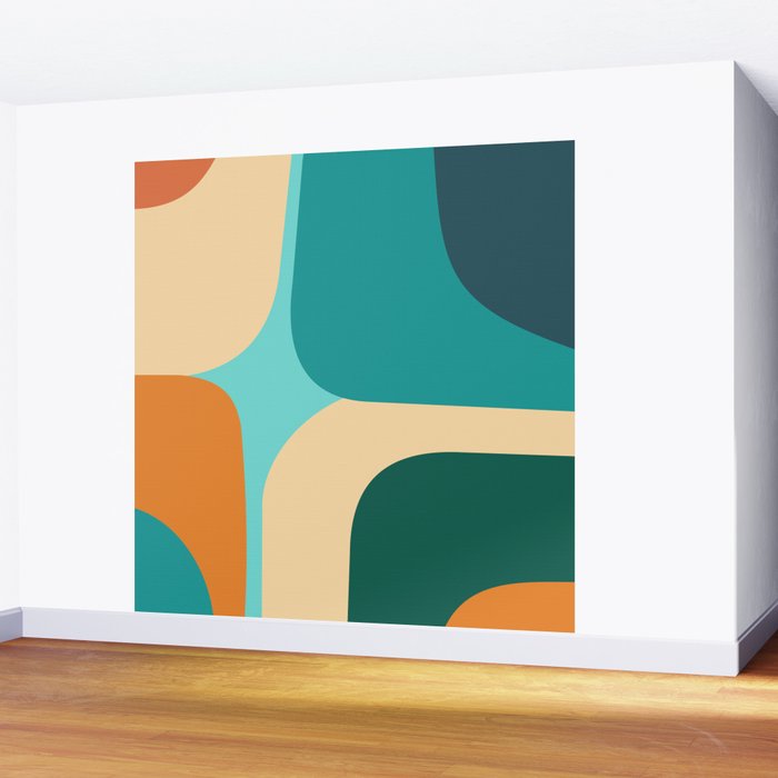 Mid Century Color Blocks Wall Mural Gallery Image 2