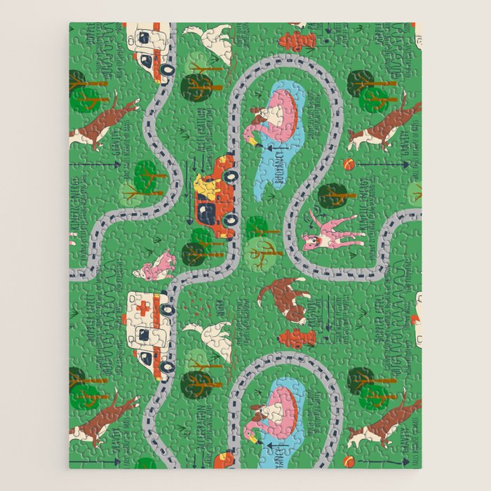 Fursics Cute Dog Park Physics Learning Pattern by Carrie Cantwell Educational STEM Playmat Design Jigsaw Puzzle Gallery Image 1