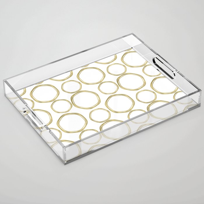 White & Gold Circles Acrylic Tray Gallery Image 1