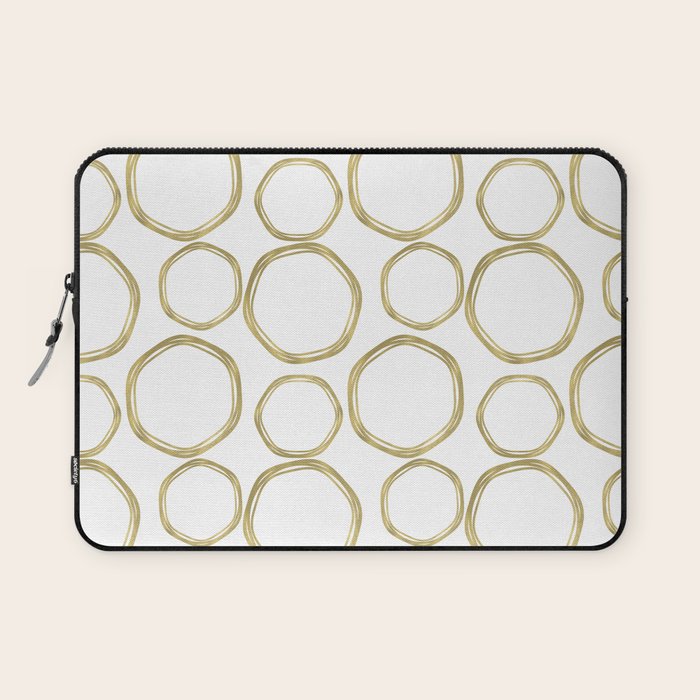 White & Gold Circles Laptop Sleeve Gallery Image 1