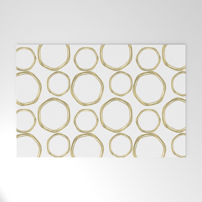 White & Gold Circles Welcome Mat