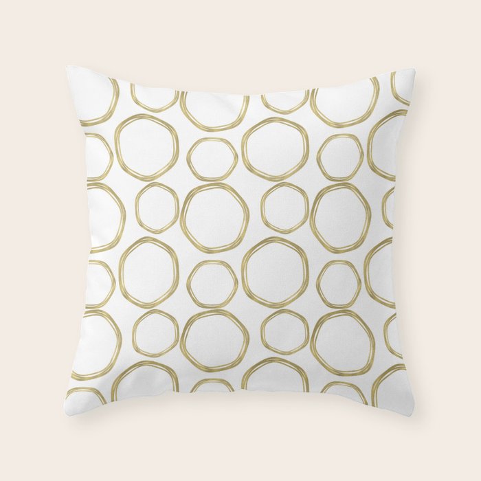 White & Gold Circles Throw Pillow Gallery Image 6
