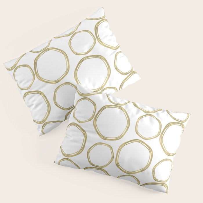 White & Gold Circles Pillow Sham Gallery Image 1