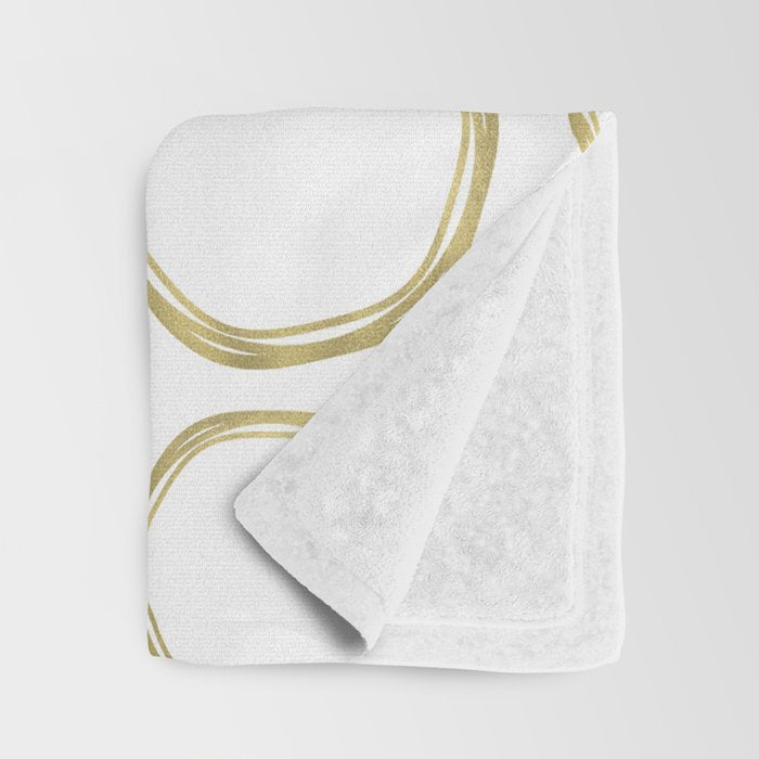 White & Gold Circles Throw Blanket Gallery Image 3