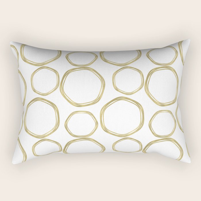 White & Gold Circles Rectangular Pillow Gallery Image 1
