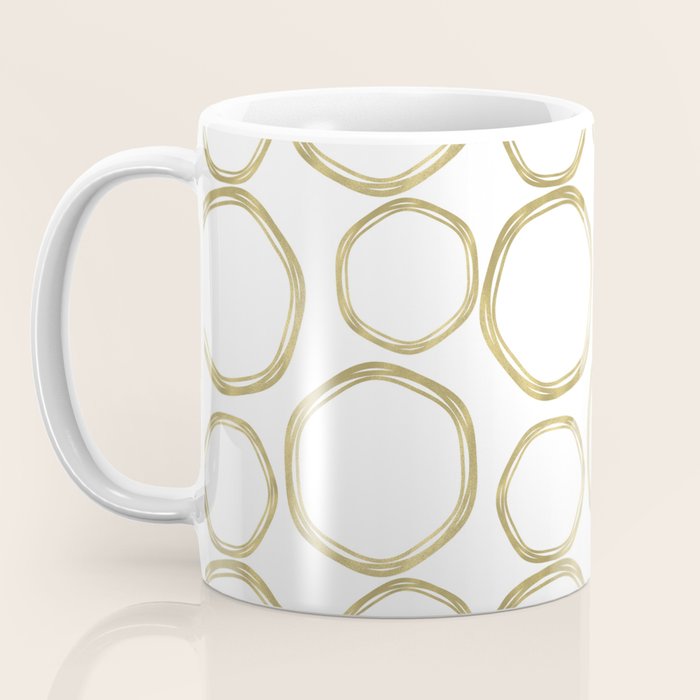 White & Gold Circles Coffee Mug Gallery Image 3