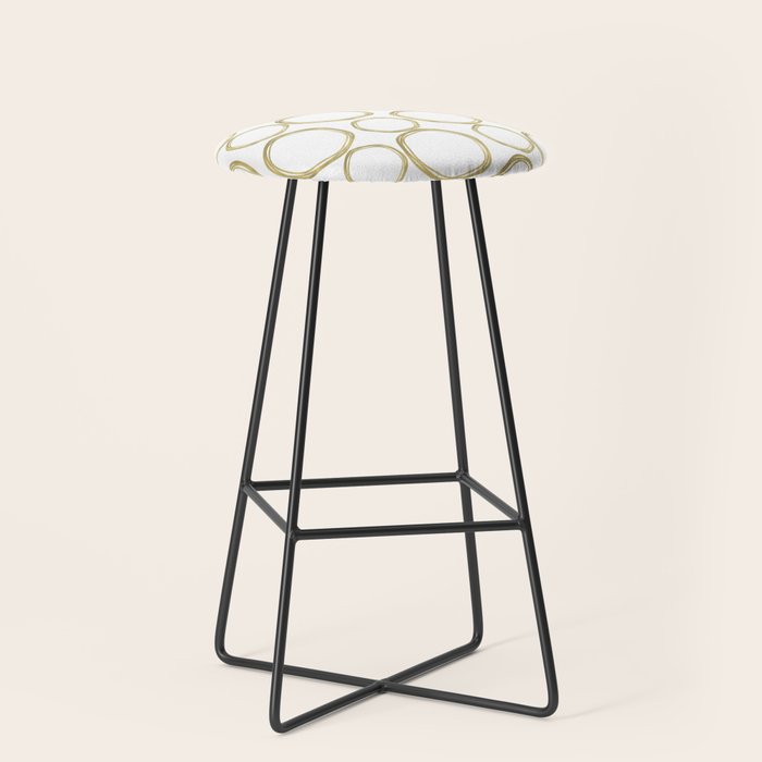 White & Gold Circles Stool Gallery Image 1