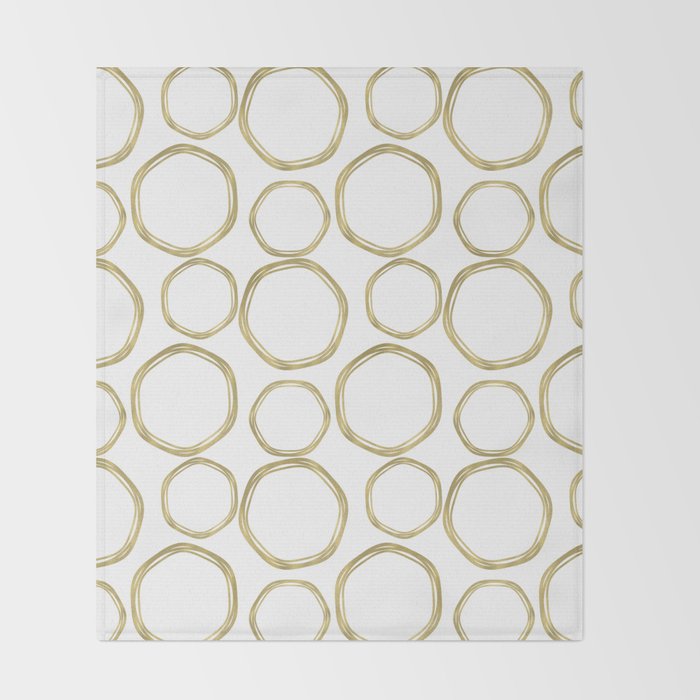 White & Gold Circles Throw Blanket Gallery Image 2