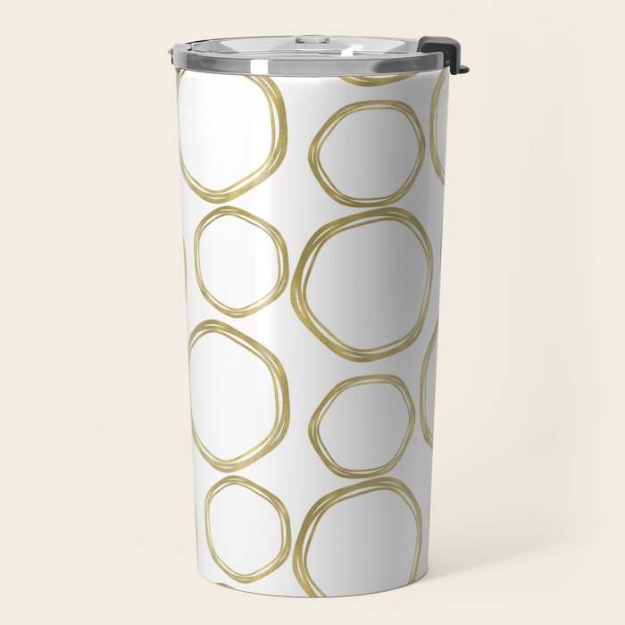 White & Gold Circles Travel Mug Gallery Image 2