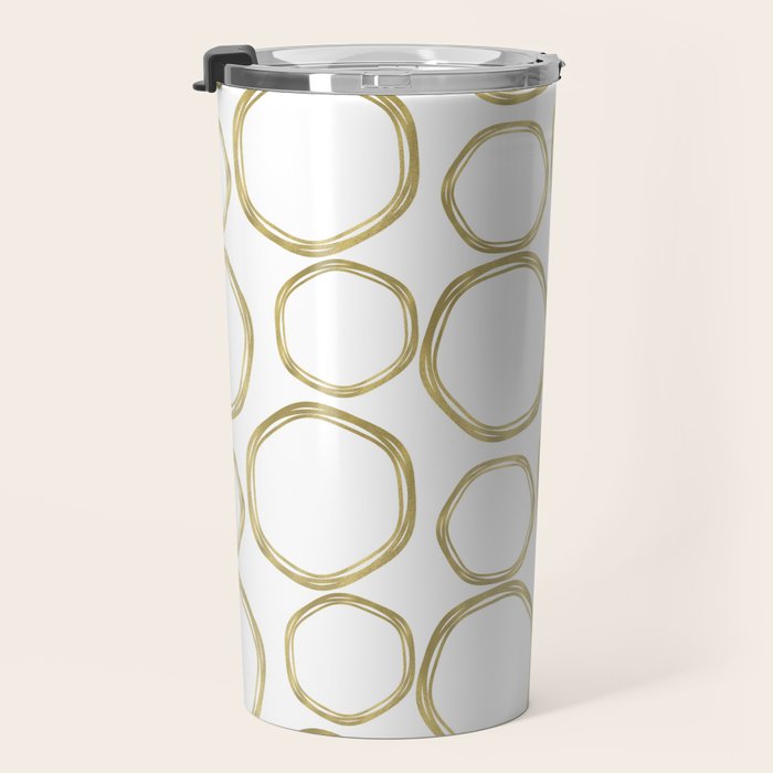 White & Gold Circles Travel Mug Gallery Image 3