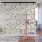 White & Gold Circles Wall Mural Gallery Image 1