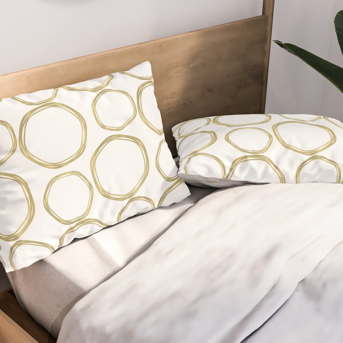 White & Gold Circles Pillow Sham Gallery Image 2