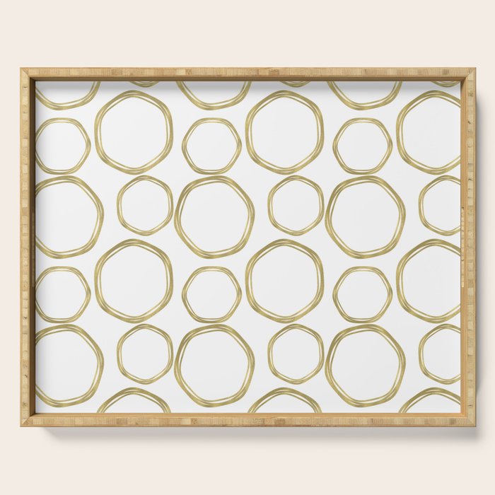 White & Gold Circles Serving Tray