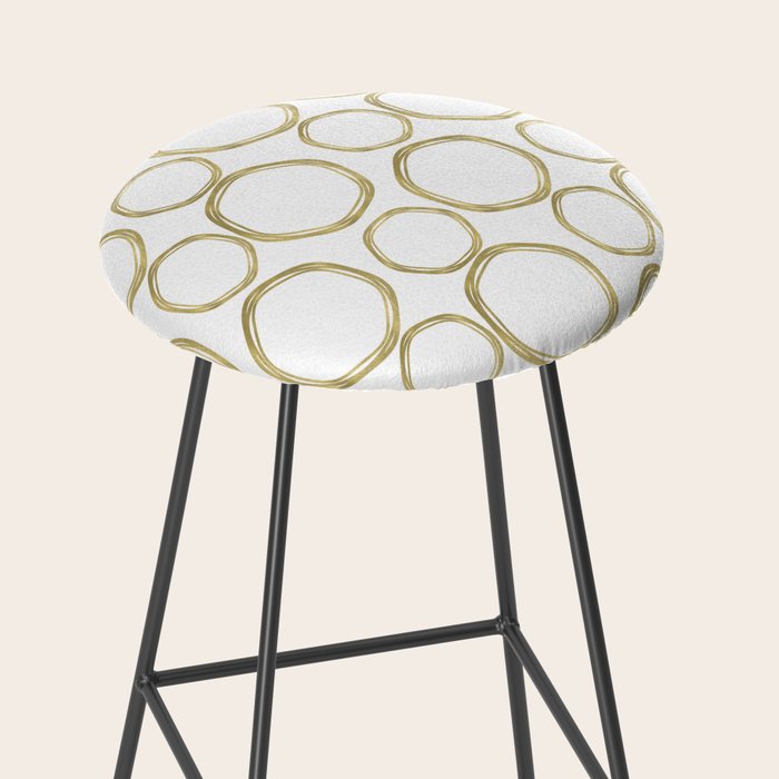 White & Gold Circles Stool Gallery Image 2