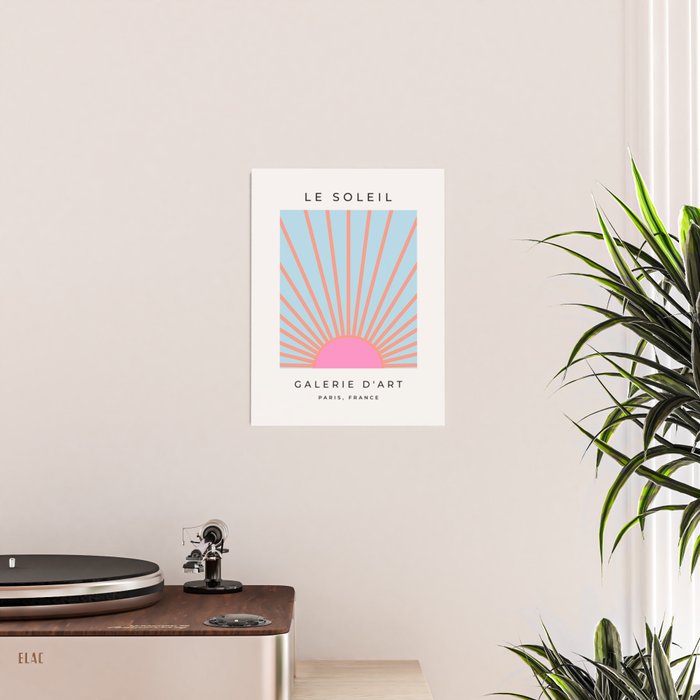 Le Soleil | 02 - Abstract Retro Sun Pink And Blue Print Preppy Modern Sunshine Poster Gallery Image 2