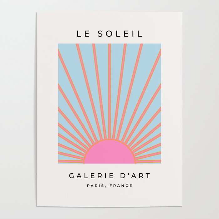 Le Soleil | 02 - Abstract Retro Sun Pink And Blue Print Preppy Modern Sunshine Poster Gallery Image 4
