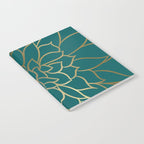 Festive, Flower Bloom, Teal Green and Gold Notebook Gallery Image 2