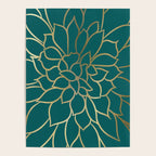 Festive, Flower Bloom, Teal Green and Gold Poster Gallery Image 4