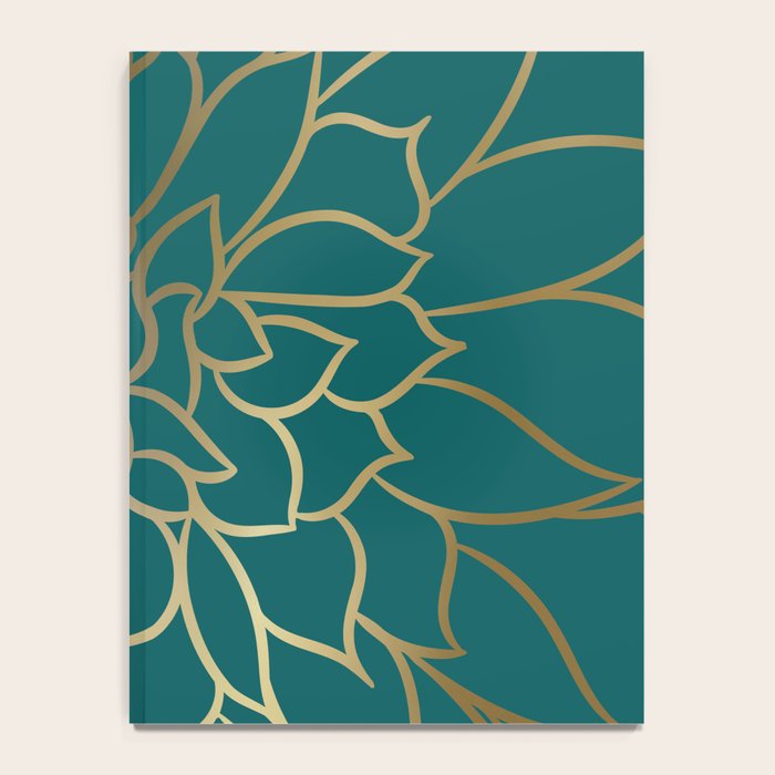 Festive, Flower Bloom, Teal Green and Gold Notebook Gallery Image 4