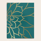 Festive, Flower Bloom, Teal Green and Gold Notebook Gallery Image 4