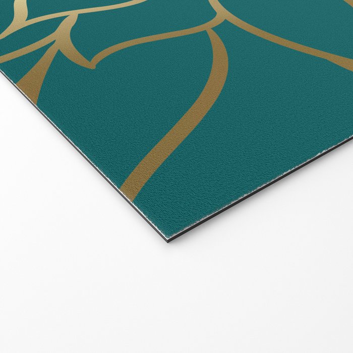 Festive, Flower Bloom, Teal Green and Gold Welcome Mat Gallery Image 2
