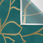 Festive, Flower Bloom, Teal Green and Gold Wall Tapestry Gallery Image 3