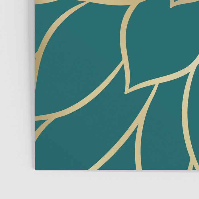 Festive, Flower Bloom, Teal Green and Gold Poster Gallery Image 3
