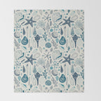 Sea shells on off white Throw Blanket Gallery Image 2