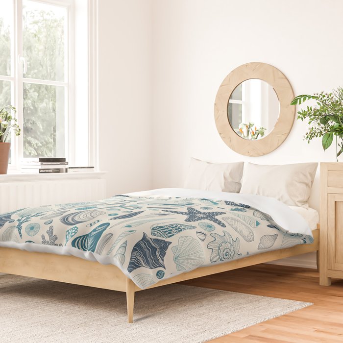 Sea shells on off white Duvet Cover Gallery Image 2