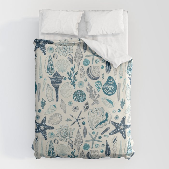 Sea shells on off white Duvet Cover Gallery Image 6