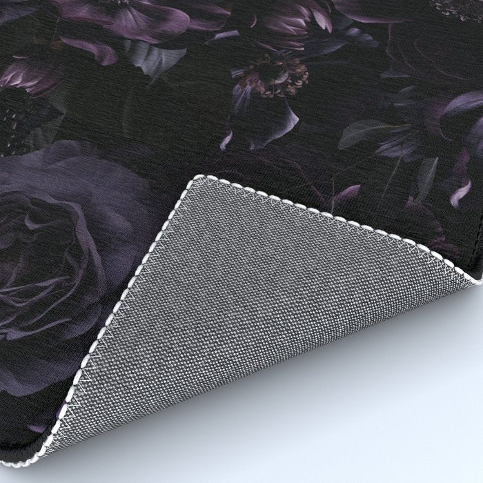 Vintage Black Dramatic Glamour Autumn Romanticism: Maximalism Moody Florals - Grand Millennial Midnight purple Roses Black Bouquets and Nostalgic Gothic Mystic Flowers Rug Gallery Image 4
