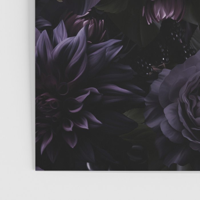Vintage Black Dramatic Glamour Autumn Romanticism: Maximalism Moody Florals - Grand Millennial Midnight purple Roses Black Bouquets and Nostalgic Gothic Mystic Flowers Poster Gallery Image 3