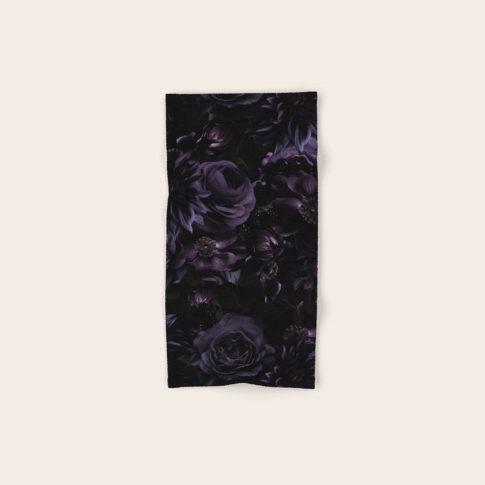 Vintage Black Dramatic Glamour Autumn Romanticism: Maximalism Moody Florals - Grand Millennial Midnight purple Roses Black Bouquets and Nostalgic Gothic Mystic Flowers Bath Towel Gallery Image 1
