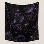 Vintage Black Dramatic Glamour Autumn Romanticism: Maximalism Moody Florals - Grand Millennial Midnight purple Roses Black Bouquets and Nostalgic Gothic Mystic Flowers Wall Tapestry Gallery Image 4