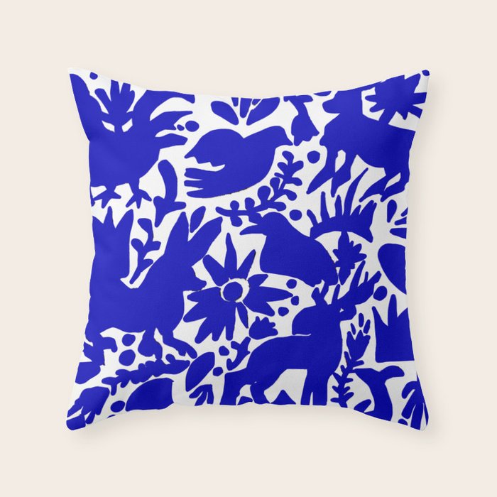 Blue Otomi  Throw Pillow Gallery Image 1