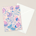 Coastal Oysters on the Beach in Pastel Pink & Blue Stationery Card Gallery Image 2
