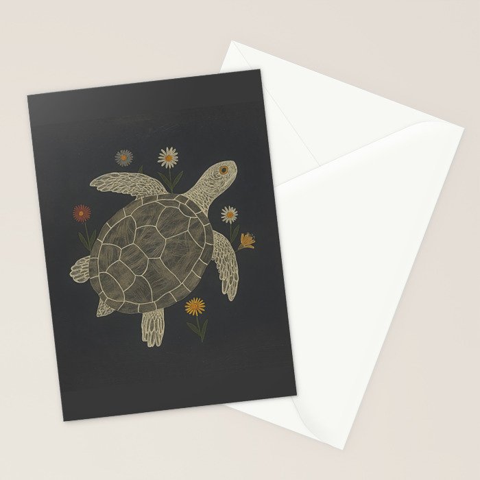 Turtle with Flowers Stationery Card Gallery Image 2