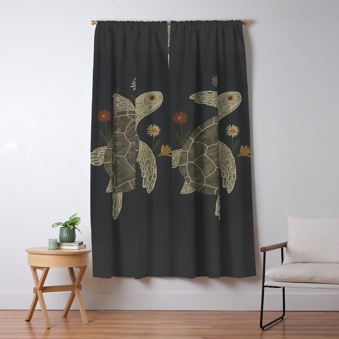 Turtle with Flowers Window Curtain Gallery Image 1