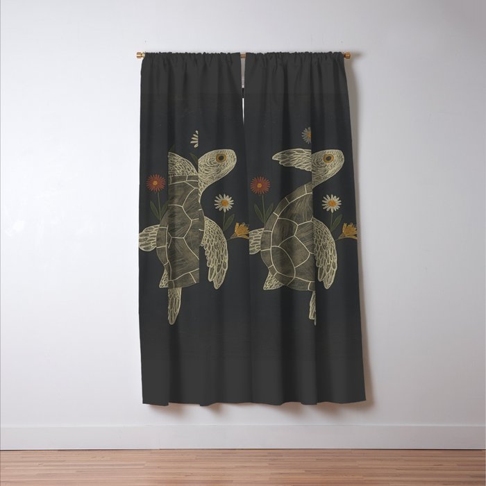 Turtle with Flowers Window Curtain Gallery Image 3