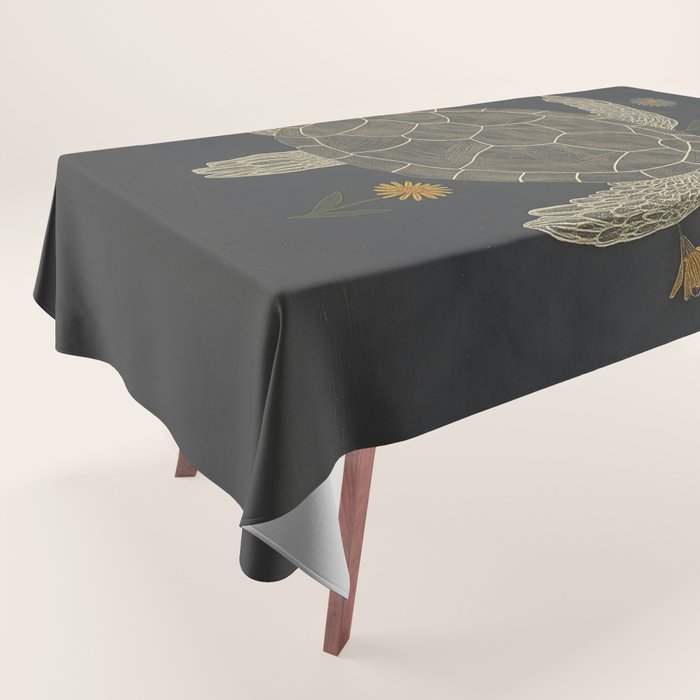 Turtle with Flowers Tablecloth Gallery Image 1
